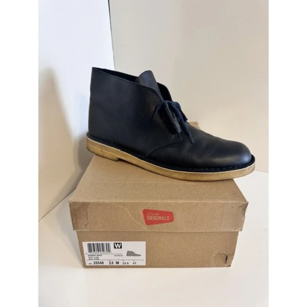 Clarks Originals‎ Desert Boot Navy Tumble Leather Chukka Mens 13 M Vintage 48-10